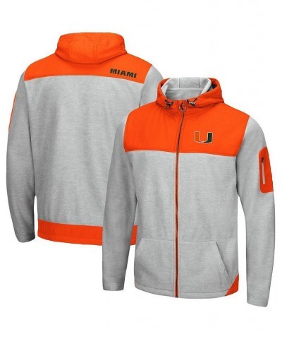 Men's Heathered Gray, Orange Miami Hurricanes Schwartz Full-Zip Hoodie $43.99 Sweatshirt