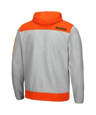 Men's Heathered Gray, Orange Miami Hurricanes Schwartz Full-Zip Hoodie $43.99 Sweatshirt