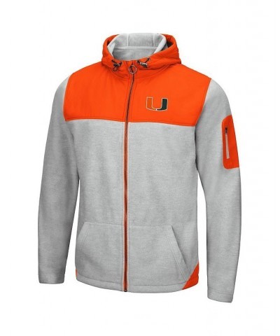 Men's Heathered Gray, Orange Miami Hurricanes Schwartz Full-Zip Hoodie $43.99 Sweatshirt