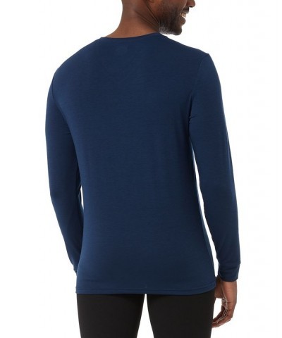 Men's Heat Plus V-Neck Long-Sleeve Thermal Shirt Blue $12.68 Pajama