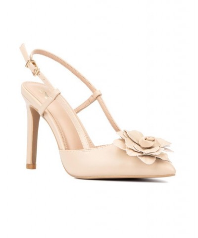 Rosemarie Women's Flower Slingback Pumps Tan/Beige $29.02 Shoes