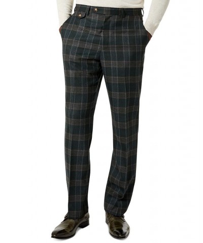 Men's Classic-Fit Wool Suit Pants Green Plaid $42.39 Suits