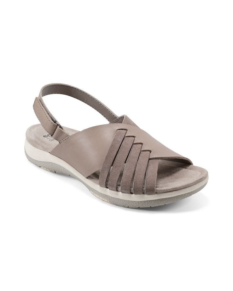 Women's Suzie Lightweight Woven Casual Flat Sandals Brown $41.83 Shoes