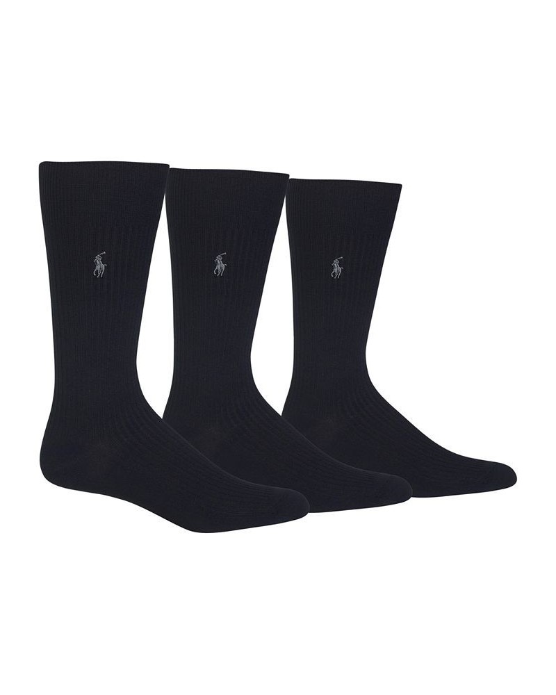 Men's 3 Pack Ribbed Dress Socks Black $19.72 Socks