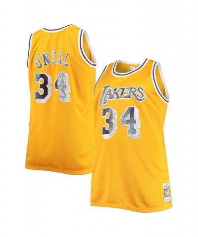 Men's Shaquille O'Neal Gold Los Angeles Lakers Big and Tall 1996-97 NBA 75th Anniversary Diamond Swingman Jersey $74.00 Jersey