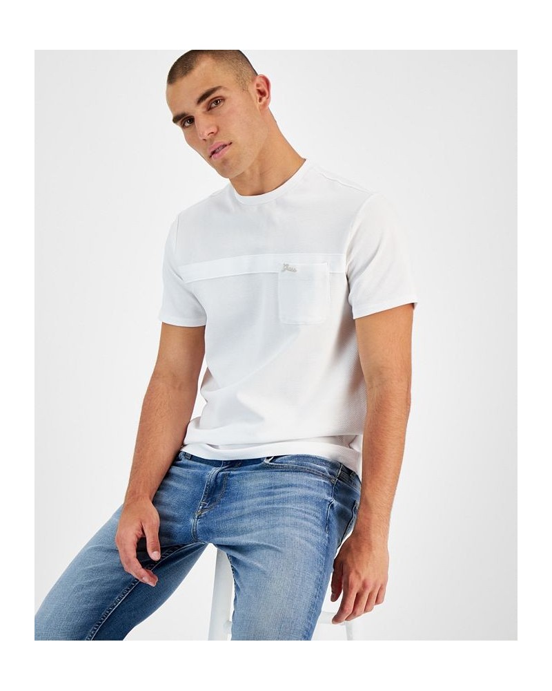 Men's Pop Taped Embroidered Logo Graphic Pocket T-Shirt White $21.28 T-Shirts