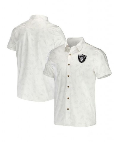 Men's NFL x Darius Rucker Collection by White Las Vegas Raiders Woven Button-Up T-shirt $28.42 Shirts