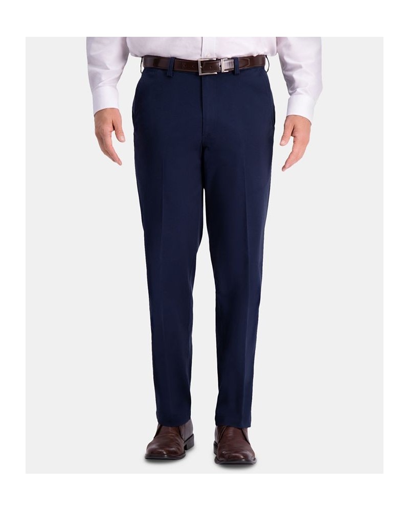 Men's Premium Comfort Khaki Classic-Fit 2-Way Stretch Wrinkle Resistant Flat Front Stretch Casual Pants Blue $22.00 Pants