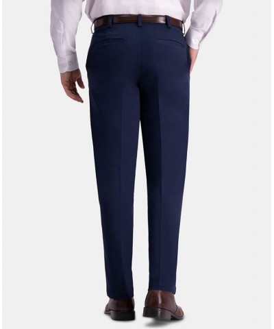 Men's Premium Comfort Khaki Classic-Fit 2-Way Stretch Wrinkle Resistant Flat Front Stretch Casual Pants Blue $22.00 Pants