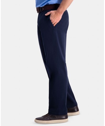 Men's Premium Comfort Khaki Classic-Fit 2-Way Stretch Wrinkle Resistant Flat Front Stretch Casual Pants Blue $22.00 Pants