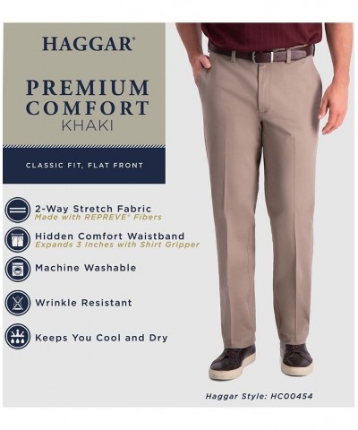 Men's Premium Comfort Khaki Classic-Fit 2-Way Stretch Wrinkle Resistant Flat Front Stretch Casual Pants Blue $22.00 Pants