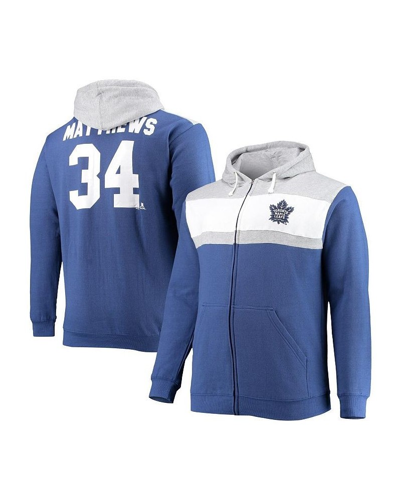 Men's Auston Matthews Blue Toronto Maple Leafs Big and Tall Colorblock Full-Zip Hoodie $38.25 Sweatshirt