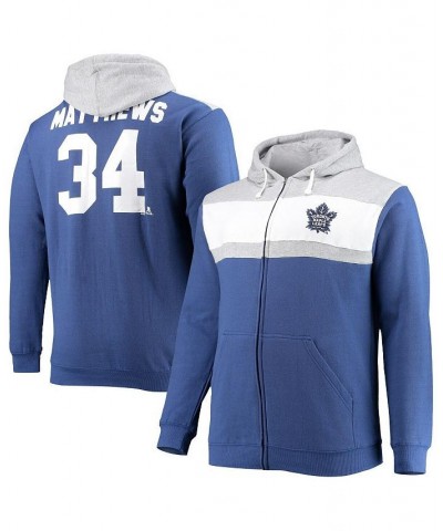 Men's Auston Matthews Blue Toronto Maple Leafs Big and Tall Colorblock Full-Zip Hoodie $38.25 Sweatshirt