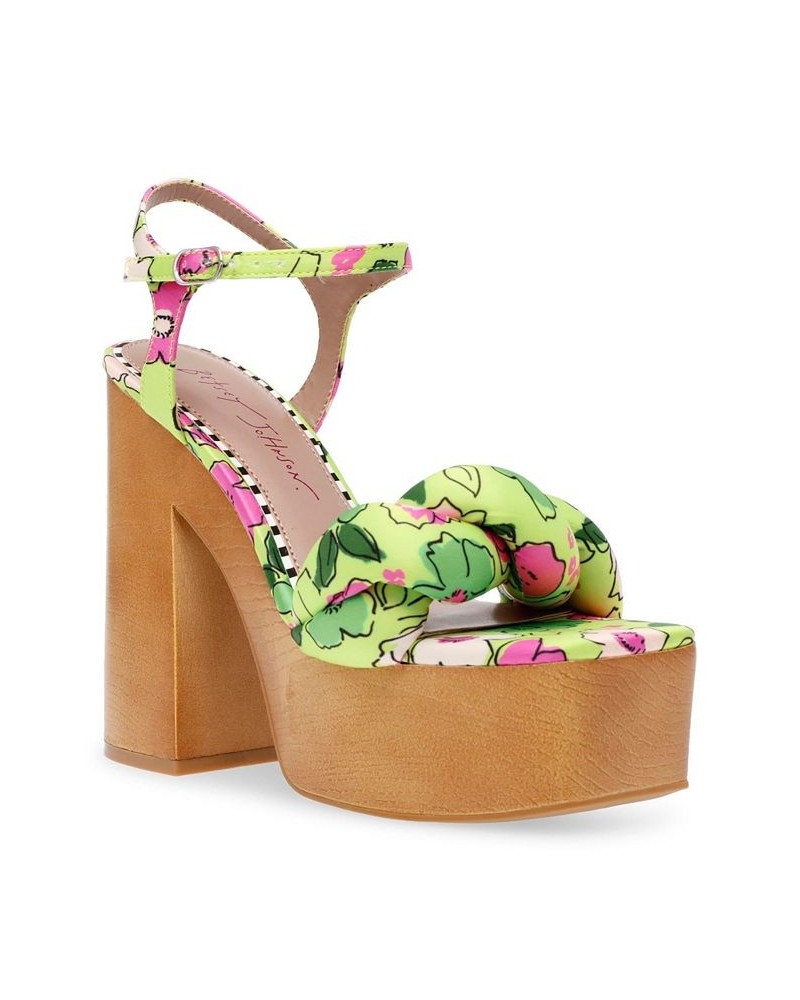 Women's Mandee Floral Printed Platform Heeled Sandal White Floral $54.50 Shoes