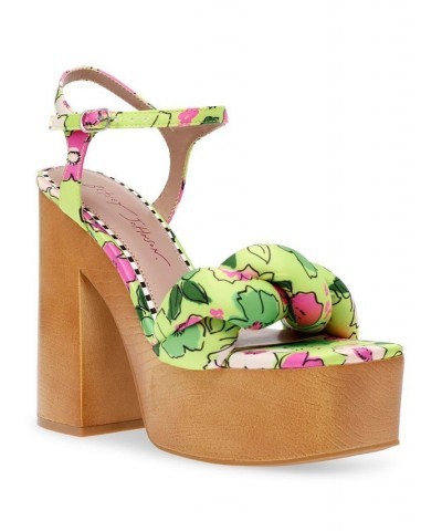 Women's Mandee Floral Printed Platform Heeled Sandal White Floral $54.50 Shoes