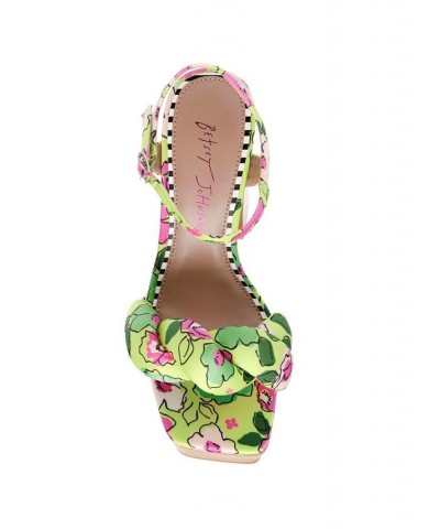 Women's Mandee Floral Printed Platform Heeled Sandal White Floral $54.50 Shoes