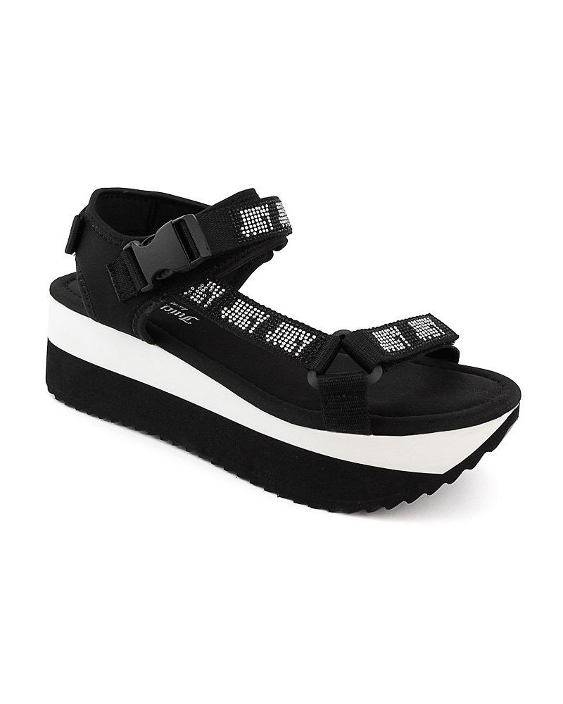 Women's Izora Flatform Sandals Black $26.00 Shoes