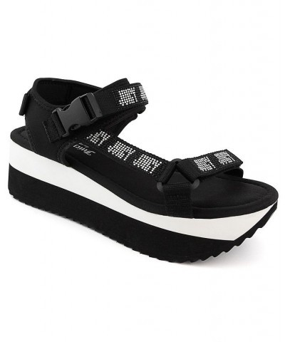 Women's Izora Flatform Sandals Black $26.00 Shoes