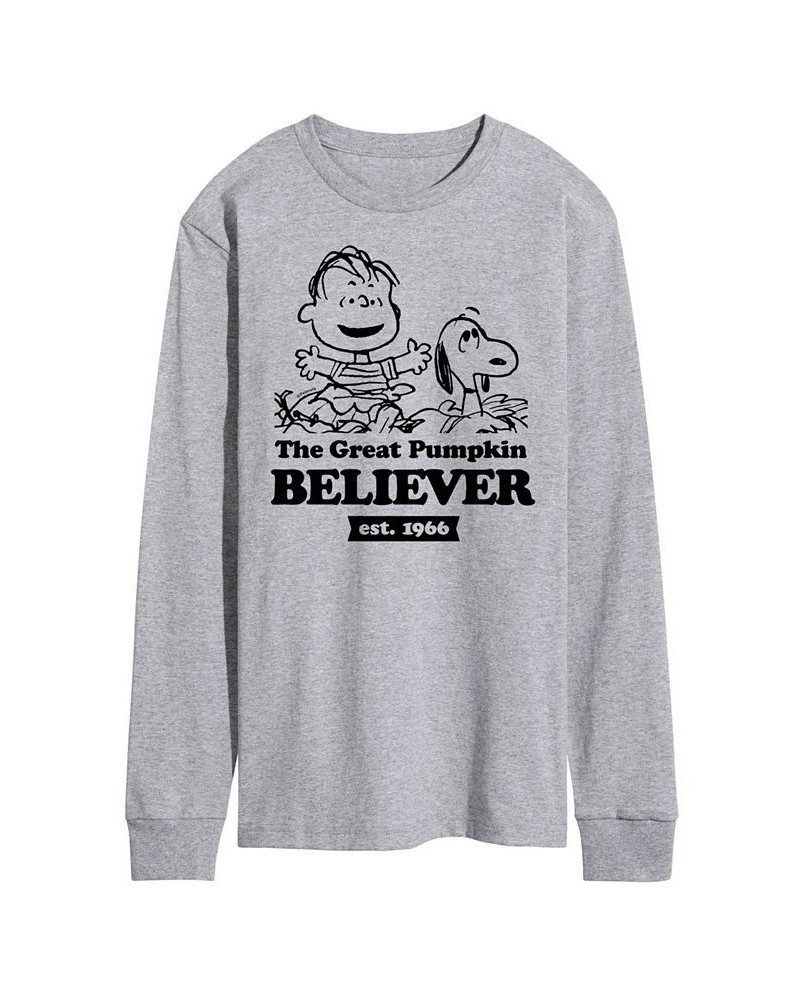 Men's Peanuts Great Pumpkin Believer T-shirt Gray $24.93 T-Shirts