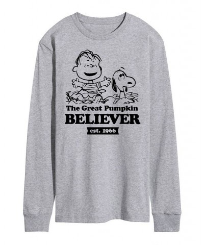 Men's Peanuts Great Pumpkin Believer T-shirt Gray $24.93 T-Shirts