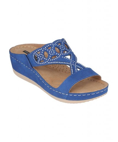 Women's Ganni Wedge Sandals Blue $36.00 Shoes