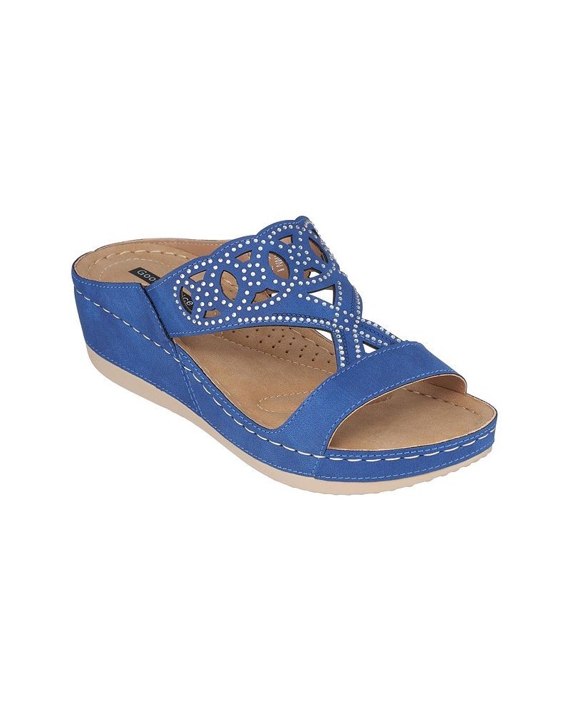 Women's Ganni Wedge Sandals Blue $36.00 Shoes