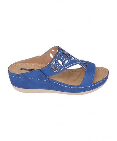 Women's Ganni Wedge Sandals Blue $36.00 Shoes