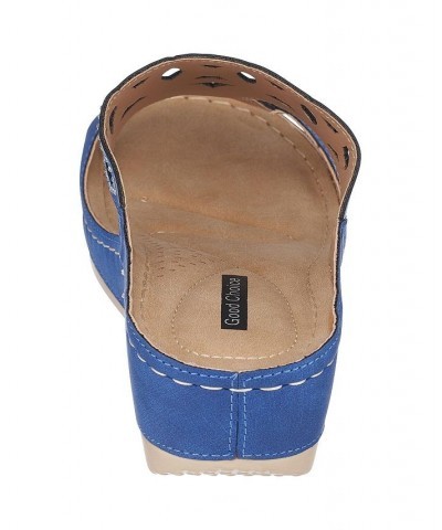 Women's Ganni Wedge Sandals Blue $36.00 Shoes