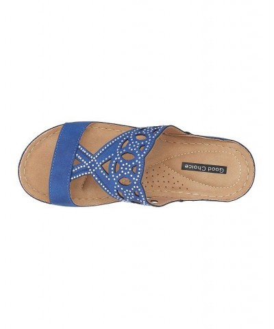 Women's Ganni Wedge Sandals Blue $36.00 Shoes