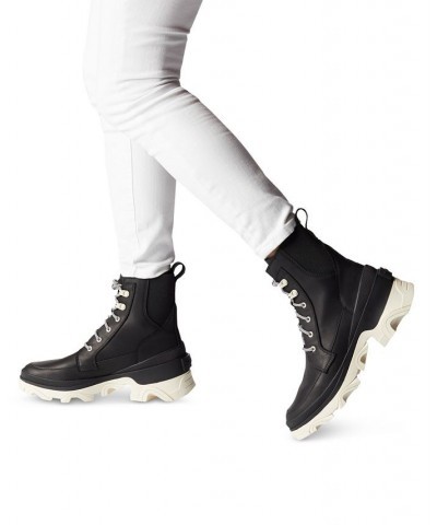 Women's Brex Lug Sole Lace-Up Boots Black $43.97 Shoes