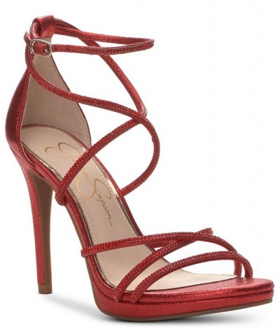 Jaeya Strappy Dress Sandals Red $44.69 Shoes