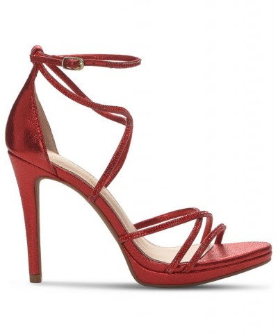 Jaeya Strappy Dress Sandals Red $44.69 Shoes