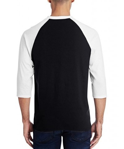 Men's Raglan Baseball 3/4 Sleeve Howling Wolf Word Art T-shirt Black, White $26.09 T-Shirts