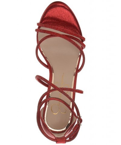 Jaeya Strappy Dress Sandals Red $44.69 Shoes