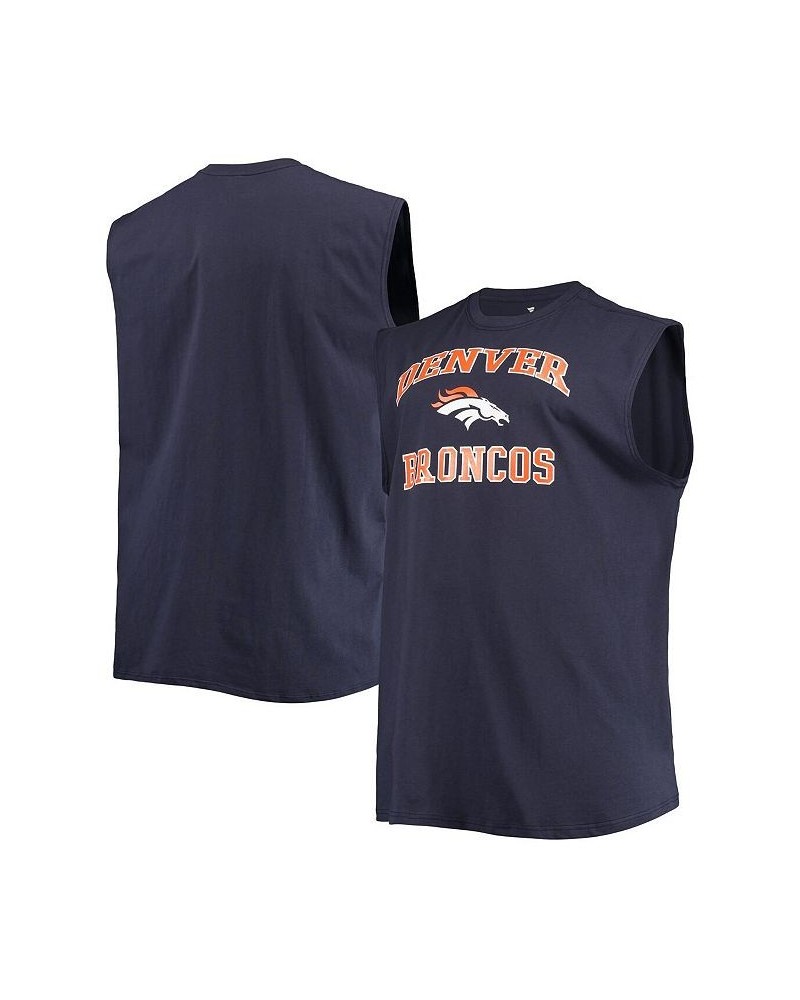 Men's Navy Denver Broncos Big and Tall Muscle Tank Top $22.25 T-Shirts