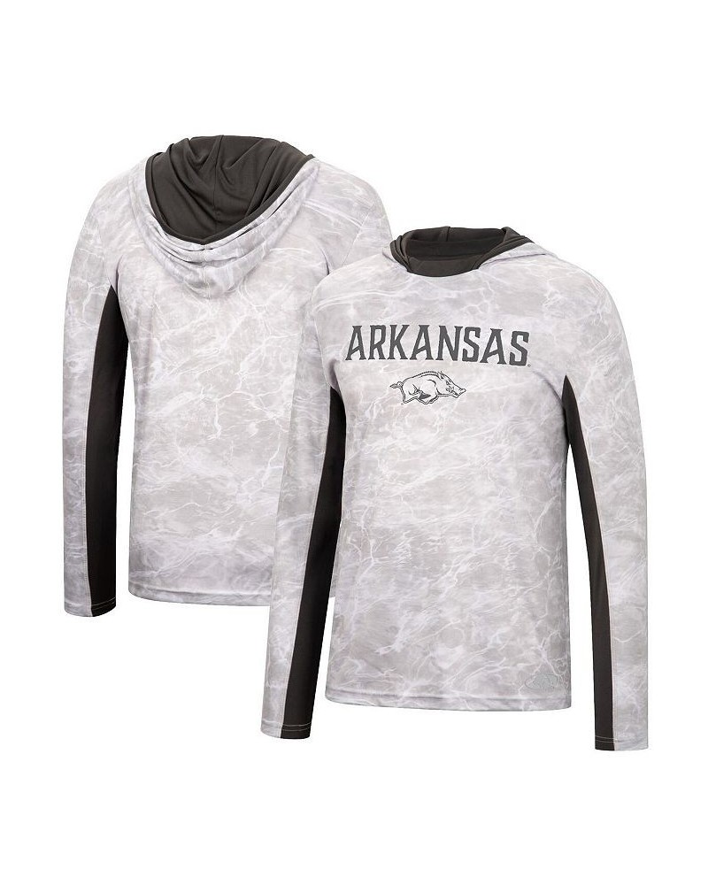 Men's White Arkansas Razorbacks Mossy Oak SPF 50 Performance Long Sleeve Hoodie T-shirt $29.90 T-Shirts