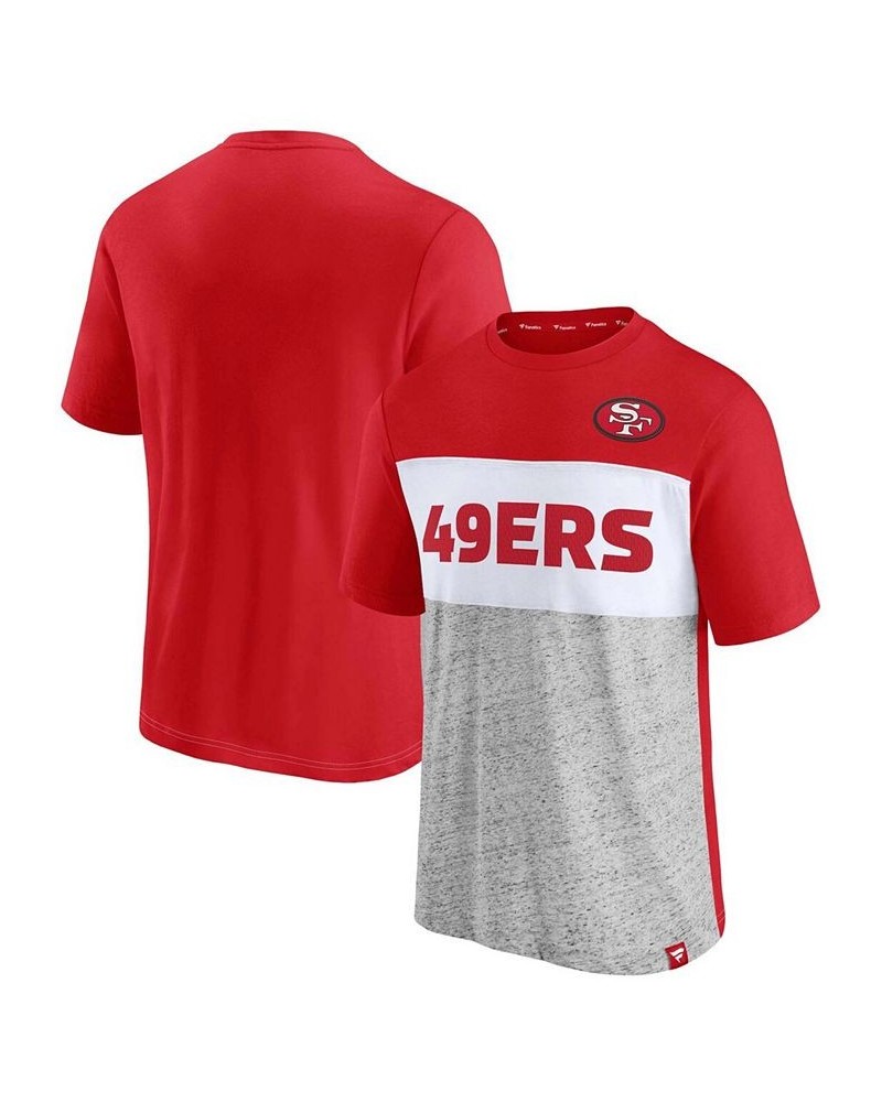 Men's Scarlet, Heathered Gray San Francisco 49ers Throwback Colorblock T-shirt $20.00 T-Shirts