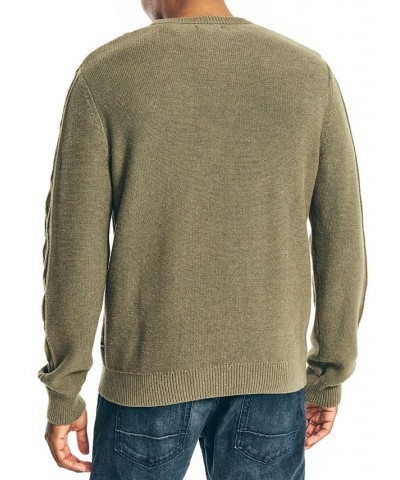 Men's Classic-Fit Crew Neck Cotton Cable-Knit Sweater Green $23.27 Sweaters