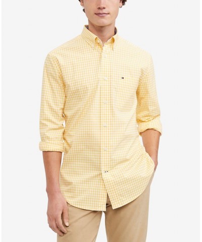 Men's Long-Sleeve Twain Gingham Check Classic Fit Shirt Yellow $33.14 Shirts