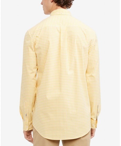 Men's Long-Sleeve Twain Gingham Check Classic Fit Shirt Yellow $33.14 Shirts