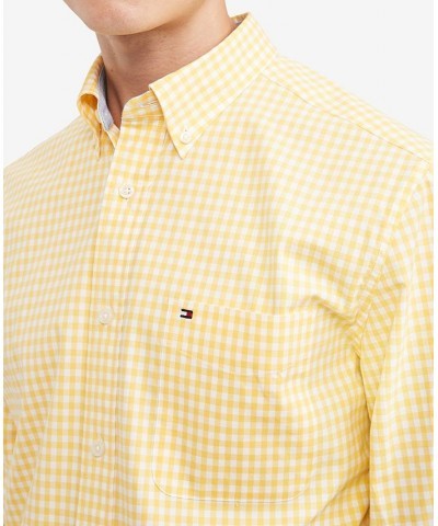 Men's Long-Sleeve Twain Gingham Check Classic Fit Shirt Yellow $33.14 Shirts