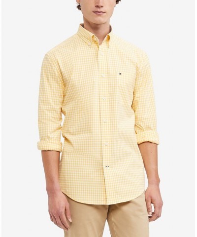 Men's Long-Sleeve Twain Gingham Check Classic Fit Shirt Yellow $33.14 Shirts