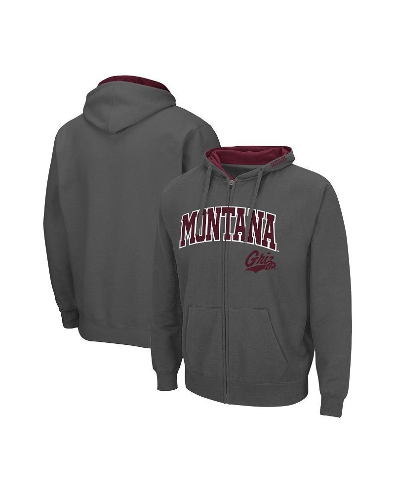 Men's Charcoal Montana Grizzlies Arch & Logo 3.0 Full-Zip Hoodie $33.59 Sweatshirt