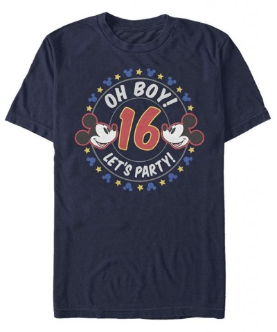 Men's Oh Boy Mickey 16 Short Sleeve Crew T-shirt Blue $18.19 T-Shirts