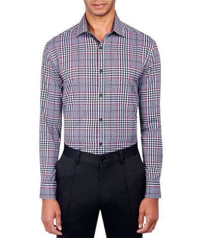 Men's Slim-Fit Plaid Performance Dress Shirt Red $20.78 Dress Shirts