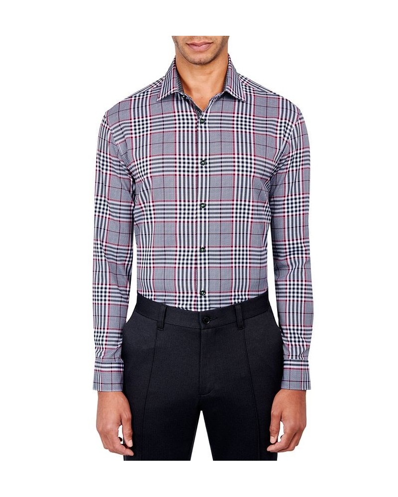 Men's Slim-Fit Plaid Performance Dress Shirt Red $20.78 Dress Shirts