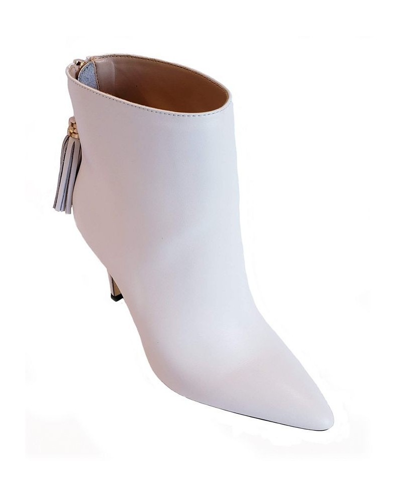 Women's Bailee Luxurious Pointed High Heel Dress Booties White $36.87 Shoes