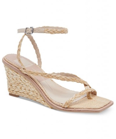 Women's Gemini Strappy Wedge Sandals Tan/Beige $60.20 Shoes