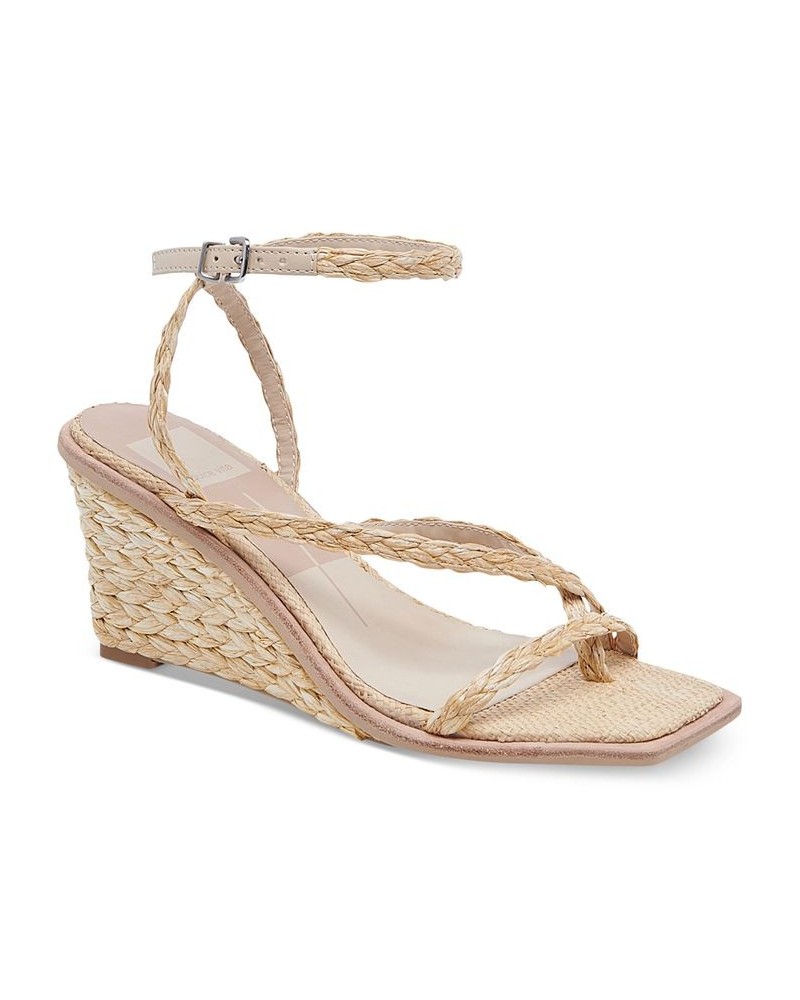 Women's Gemini Strappy Wedge Sandals Tan/Beige $60.20 Shoes