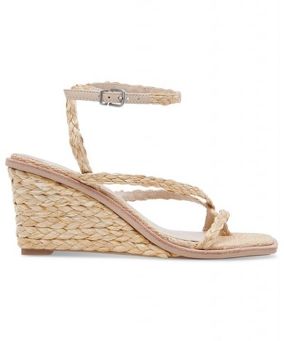 Women's Gemini Strappy Wedge Sandals Tan/Beige $60.20 Shoes